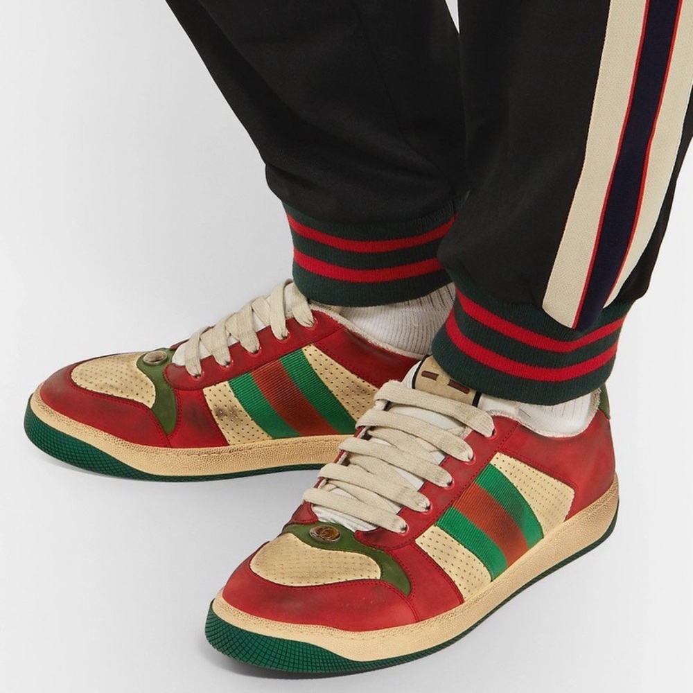 Gucci Red and Green screeners Leather Sneakers